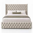 Ivory tufted Rome bed in white studio-1