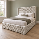 Ivory tufted bed in sage room-2