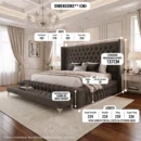 royal luxury wingback bed-dimensions