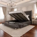 royal luxury wingback bed- slatted ottoman