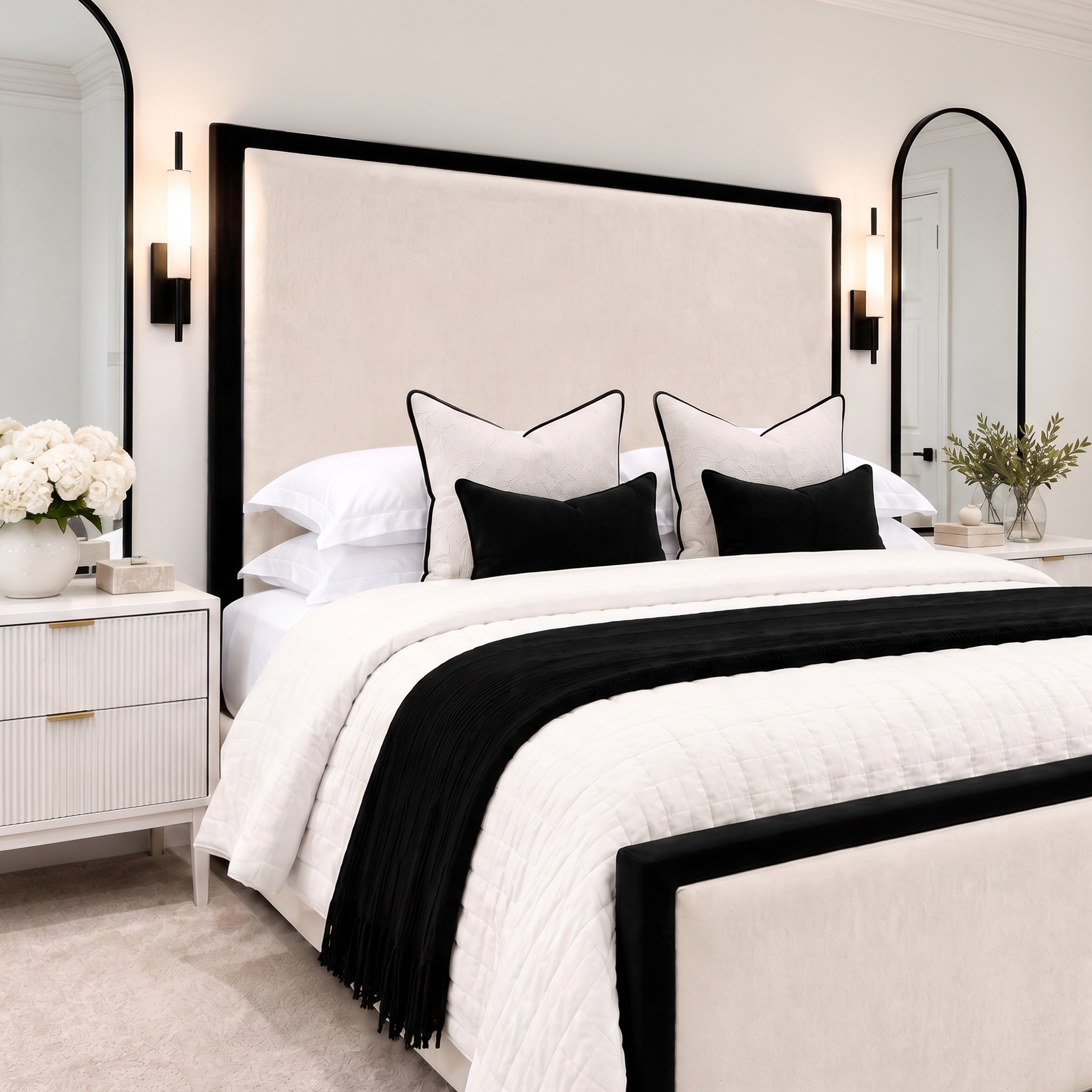Washington bed standard base with black framed footboard