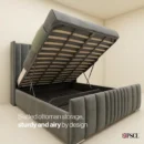 Slatted ottoman storage, light and airy by design A