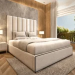 2026 Osaka Linear Upholstered Bed with Black Lining