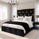 Black Plush Golden Pyramid Bed with Optional Ottoman Storage