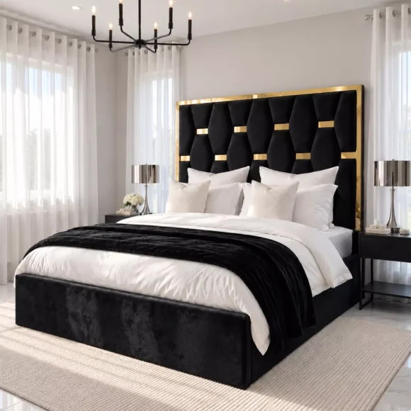 0BLACK PLUSH GOLDEN PYRAMID BED-MAIN PROD PIC