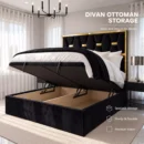 2BLACK PLUSH GOLDEN PYRAMID BED-DIVAN OTTOMAN