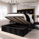 3BLACK PLUSH GOLDEN PYRAMID BED-SLATTED OTTOMAN