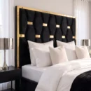 4BLACK PLUSH GOLDEN PYRAMID BED-HEADBOARD