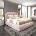 2026 Hawaii Pink Bouclé bed with optional ottoman storage