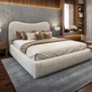 Moon Cream Bouclé bed with optional ottoman storage