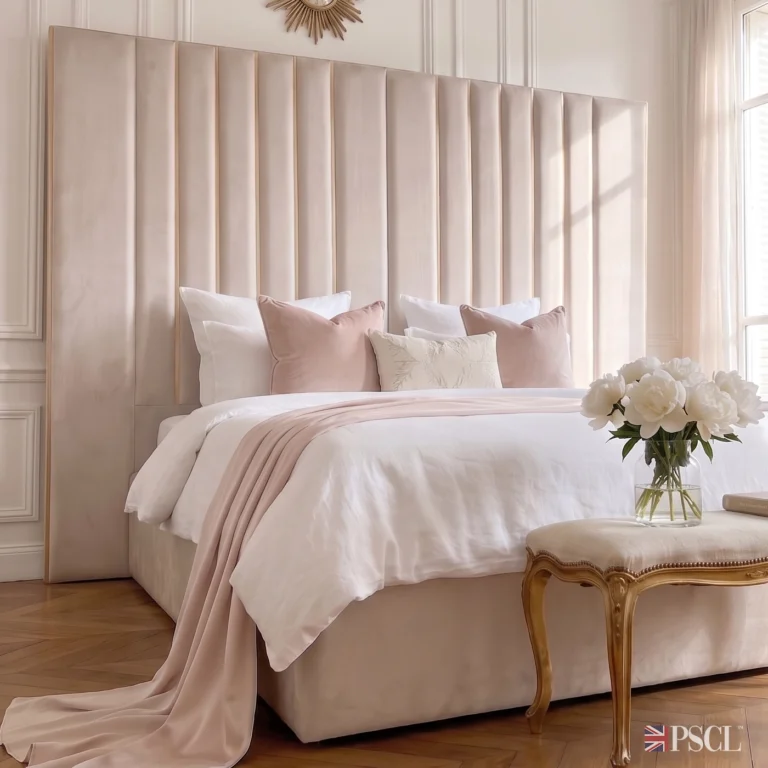 The Grand luxury upholstered bed frame with golden lining, handmade to order in Yorkshire