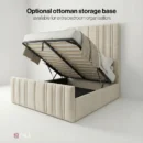 Optional ottoman storage base available for extra bedroom organisation.