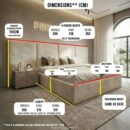 2026 Marble Bahamas PSCL Luxury Hotel Style Wide Bed, Marble Fabric-dimen#