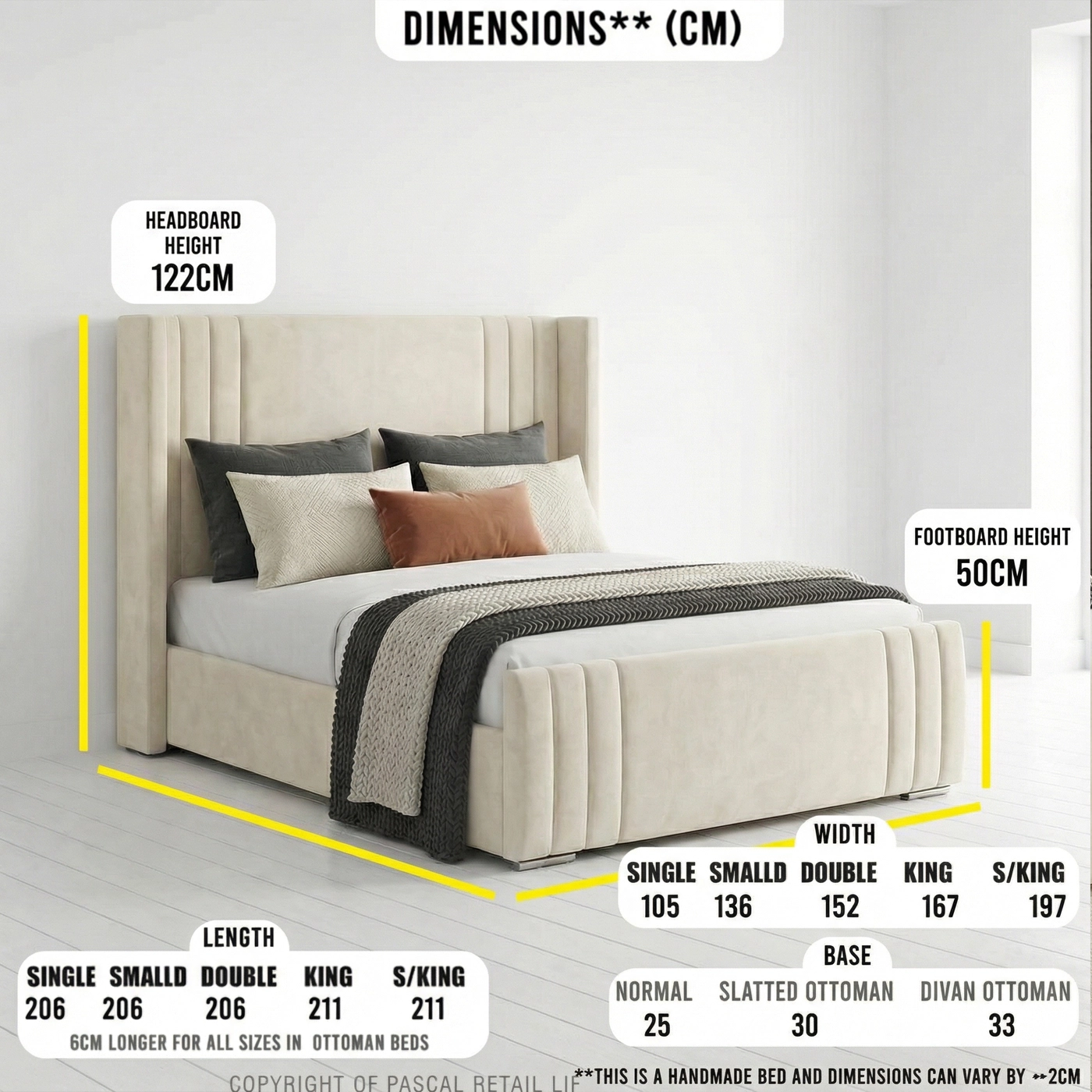 Arizona bed frame fluted detail