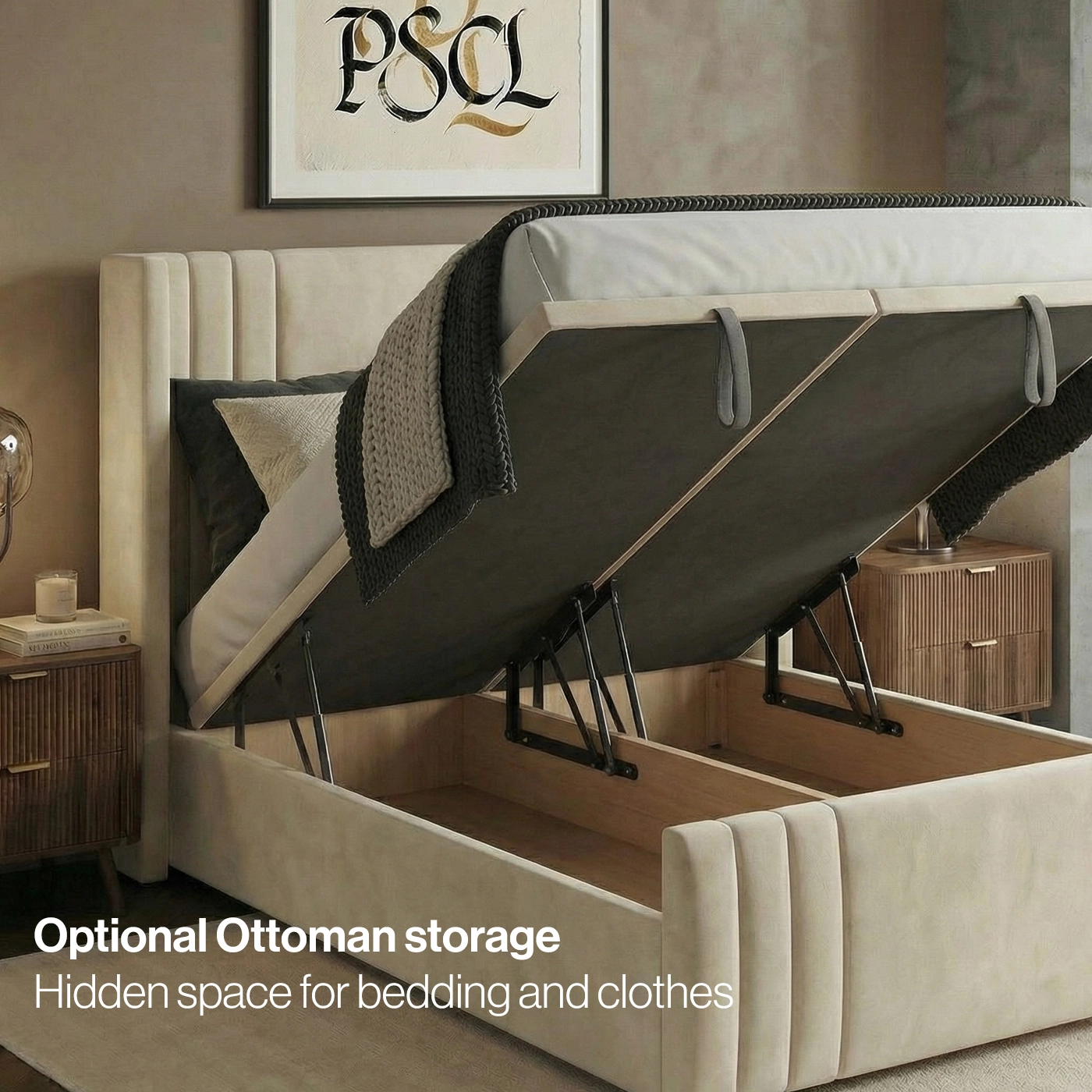 Arizona gas-lift ottoman storage base