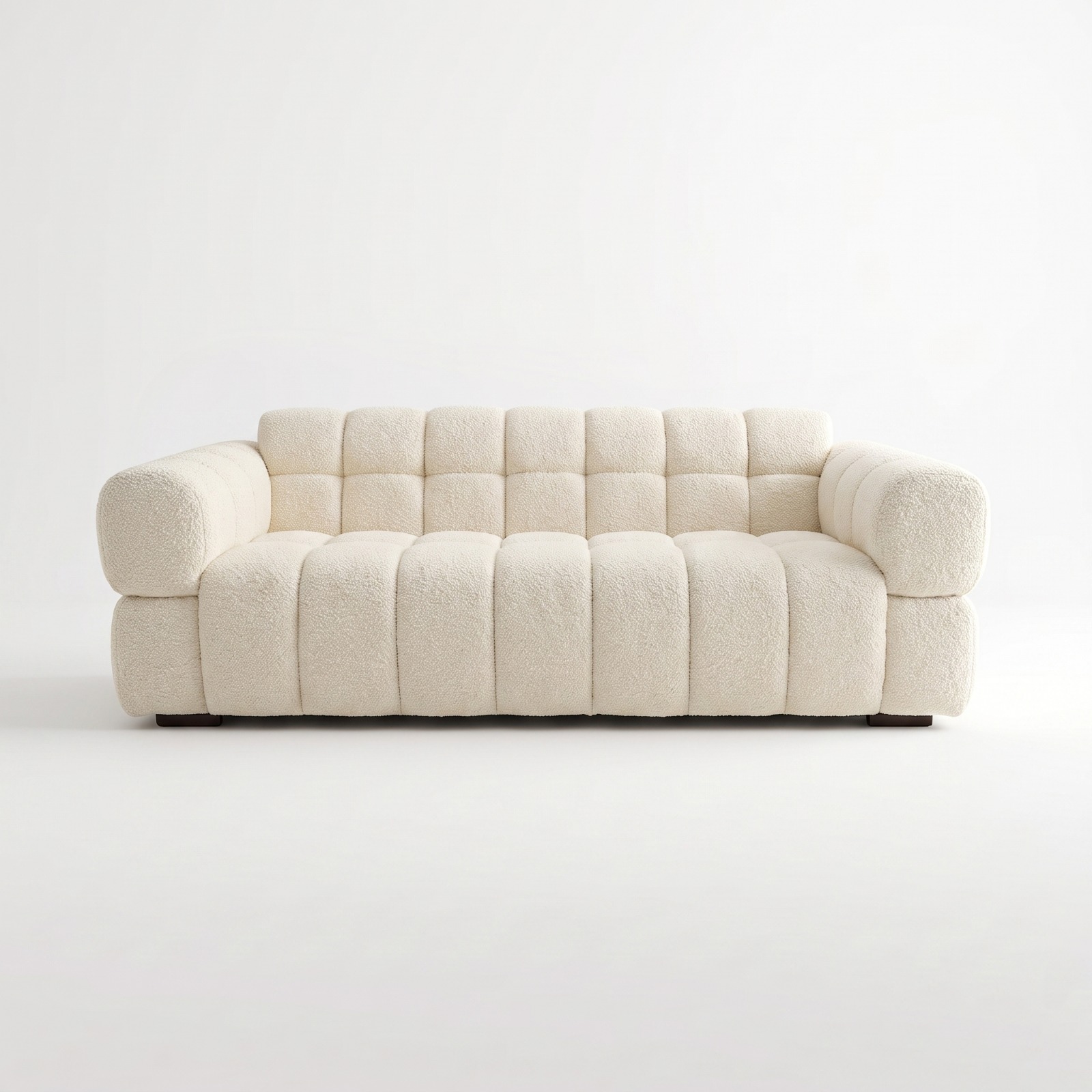 PSCL Teddy-Cubex cream teddy boucle sofa square panel detail