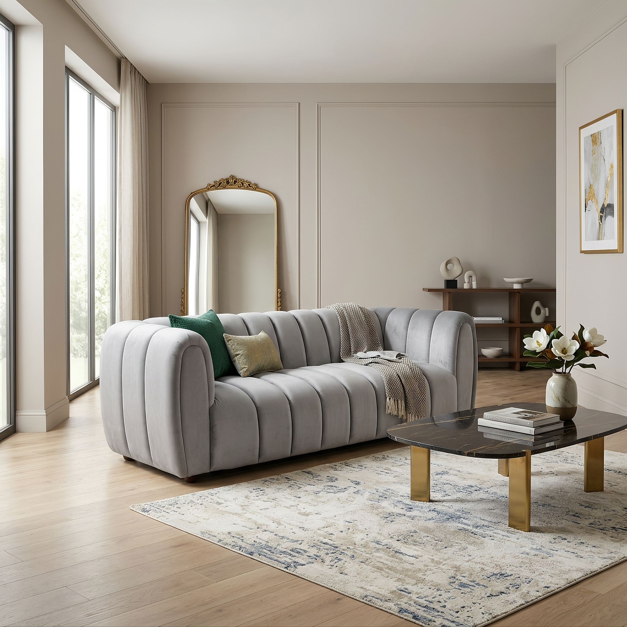 Handmade upholstery detail on the PSCL Athens linear sofa made in the UK