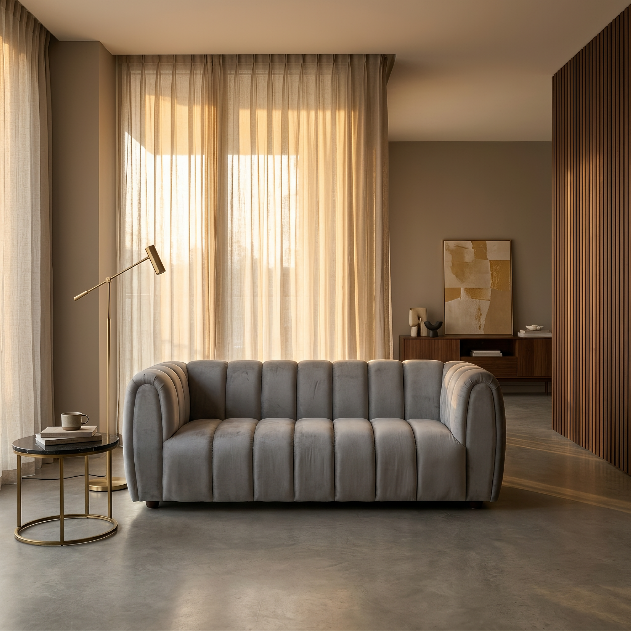 Straight lines and tailored upholstery on the PSCL Athens linear design sofa
