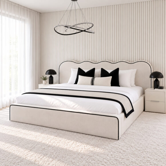 Castle Luxury Scalloped Optional Ottoman Storage Bed (1)